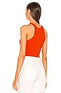 view 3 of 4 High Neck Ribbed Crop Top in Bright Orange
