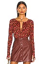 view 1 of 5 Kaya Printed Bodysuit in Chocolate
