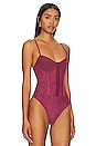 view 3 of 5 x Intimately FP Night Rhythm Corset Bodysuit In Washed Maroon in Washed Maroon