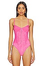view 2 of 5 x Intimately FP Night Rhythm Corset Bodysuit In Lucky Pink in Lucky Pink