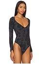 view 3 of 5 x Intimately FP Send Love Long Sleeve Bodysuit In Black in Black