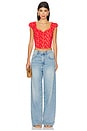 view 4 of 4 FREE PEOPLE FAYE トップ in Washed Red Combo