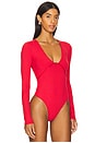 view 3 of 5 x Intimately FP Victoria Plunge Bodysuit In Garnet Rose in Garnet Rose