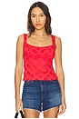 view 1 of 4 Full Bloom Eyelet Cami in Poppy Red