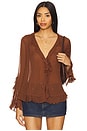 view 1 of 4 Bali Tulula Chiffon Top in Umber Earth