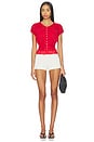 view 4 of 4 TOP BRODÉ FREE PEOPLE GLIMMER in High Risk Red