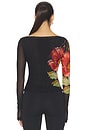 view 3 of 4 Lilly Printed Long Sleeve Top in Black Combo
