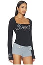 view 2 of 5 TOP MANGA LARGA OLIVIA  in Black Combo