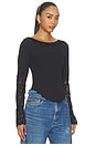 view 2 of 4 Amber Lace Cuff Top in Black