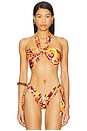 view 1 of 4 x free-est Printed Jodie Convertible Bikini Top in Orange Combo