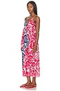 view 3 of 4 Cashew And Birds Long Dress in Red & Blue