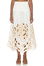 view 1 of 6 JUPE MIDI in Tropi Embroidery Off-white