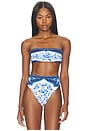 view 1 of 5 Porcelain Garden Bandeau Bikini Top in Blue