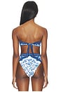 view 4 of 5 Porcelain Garden Bandeau Bikini Top in Blue