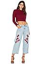 view 4 of 5 Embroidered Relaxed Crop in Medium Blue