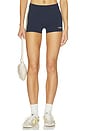 view 2 of 6 Striped Mini Shorts in Navy & Lemon