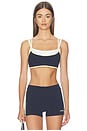 view 1 of 4 Contrast Layered Sports Bra in Navy & Lemon