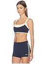 view 2 of 4 Contrast Layered Sports Bra in Navy & Lemon