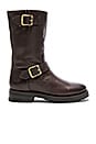 view 1 of 5 Natalie Mid Engineer Shearling Lined Boot in Dark Brown