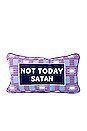 view 1 of 3 Not Today Satan Needlepoint Pillow in 