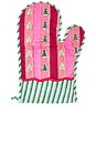 view 1 of 3 Snowwood Stripe Oven Mitt in Red & Light Pink & Green