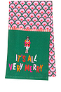 view 1 of 4 Very Merry Dish Towel in Green & Pink