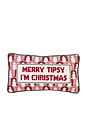 view 1 of 3 Merry Tipsy Needlepoint Pillow in Red & Pink