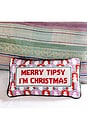 view 3 of 3 Merry Tipsy Needlepoint Pillow in Red & Pink