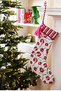 view 3 of 4 POINSETTIA STOCKING ポインセチアストッキング in White & Light Pink & Red