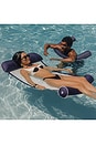 view 4 of 4 Luxe Fabric Water Hammock in White With Navy Trim