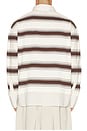 view 2 of 5 Decontructed Long Sleeve Polo in Brown & White