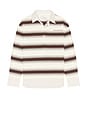 view 5 of 5 Decontructed Long Sleeve Polo in Brown & White