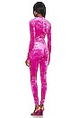 view 5 of 7 Crushed Velvet Catsuit in Fuchsia Pink001