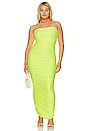 view 2 of 8 Satin Ruched Tube Maxi Dress in Electric Lime002