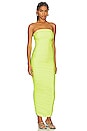 view 3 of 8 ROBE TUBE MAXI EN SATIN AVEC FRONCES in Electric Lime002