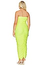 view 6 of 8 Satin Ruched Tube Maxi Dress in Electric Lime002