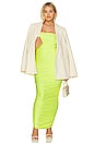 view 7 of 8 ROBE TUBE MAXI EN SATIN AVEC FRONCES in Electric Lime002