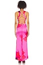view 7 of 8 Satin Lace Up Maxi Dress in Pink Hibiscus002