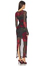 view 5 of 6 Mesh Ruched Maxi Dress in Moody Red Roses001