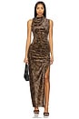 view 1 of 4 Velvet High Neck Maxi Dress in mini lucky leopard