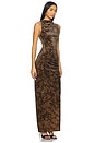 view 2 of 4 Velvet High Neck Maxi Dress in mini lucky leopard