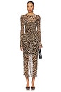 view 1 of 6 Mesh Ruched Maxi Dress in Lucky Leopard001
