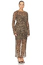 view 4 of 6 Mesh Ruched Maxi Dress in Lucky Leopard001