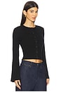 view 2 of 4 Bell Sleeve Knit Cardigan in Black001