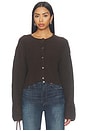 view 1 of 4 The Shrunken Cable Cardigan in Espresso