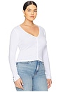 view 4 of 9 Cotton Pointelle Cardigan in White001