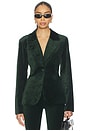 view 1 of 8 Velvet Sculpted Blazer in Pine Green003