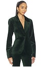 view 3 of 8 Velvet Sculpted Blazer in Pine Green003