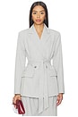 view 1 of 4 Essential Suiting Belted Blazer in Crosshatch Grey