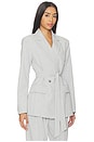view 2 of 4 Essential Suiting Belted Blazer in Crosshatch Grey